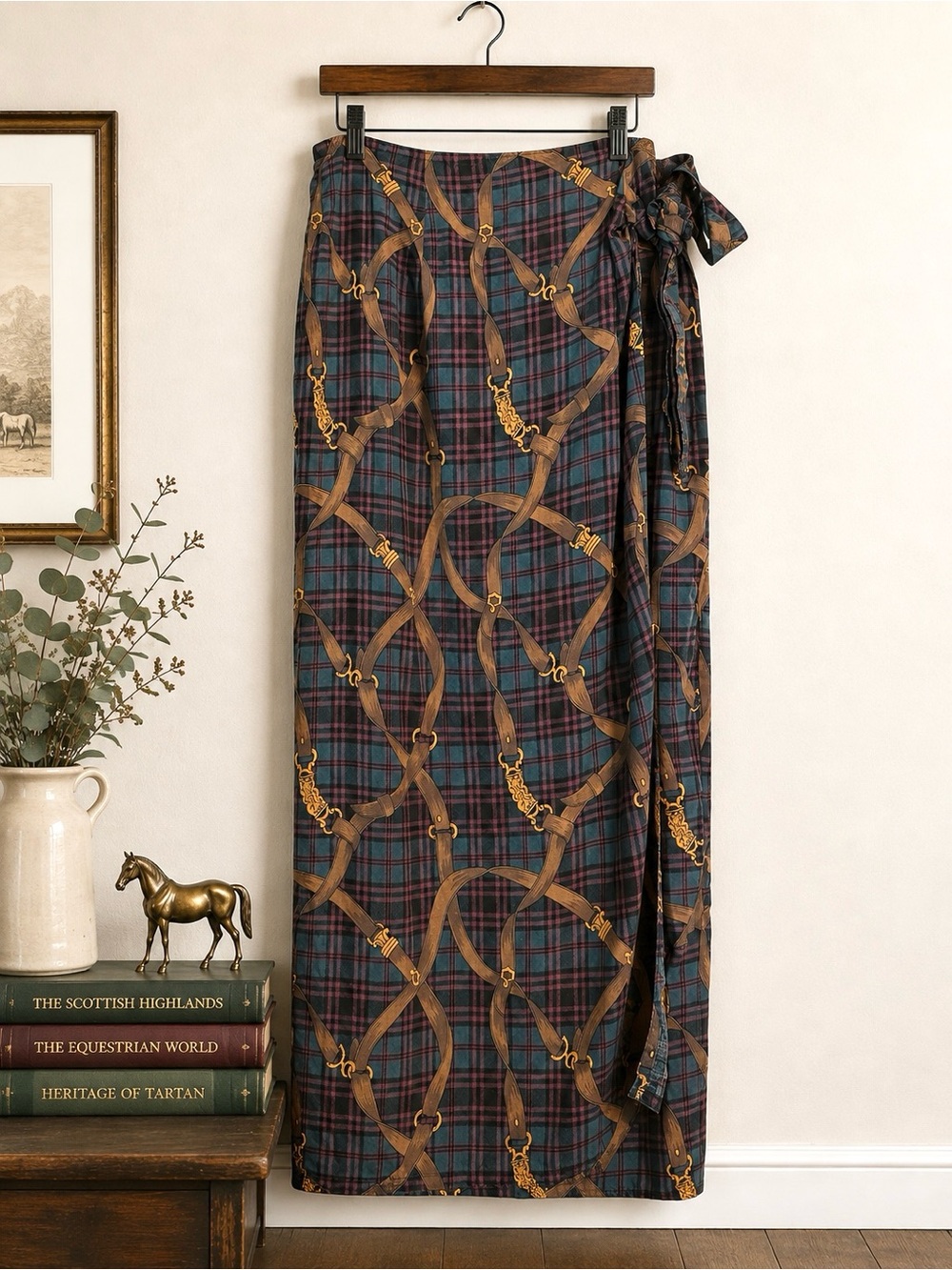 Jones New York Vintage Equestrian Plaid Wrap Column Skirt 1X